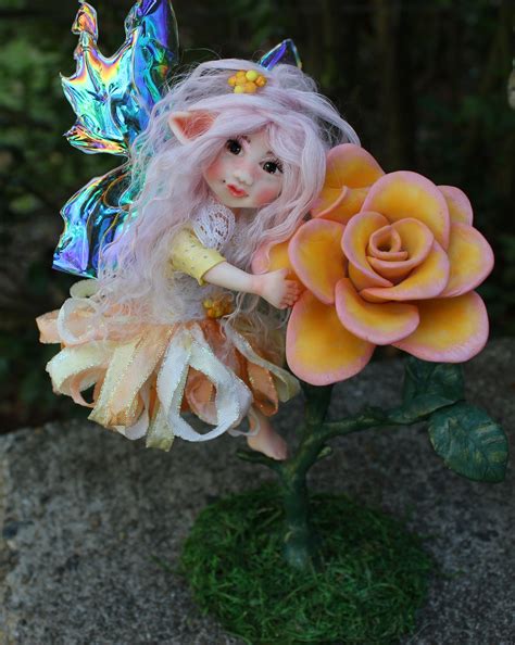 Flower Fairy Doll Ooak Fairy Doll Polymer Clay Fairy Sculpture Etsy