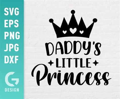 daddys little princess svg file png dxf easy to cut etsy