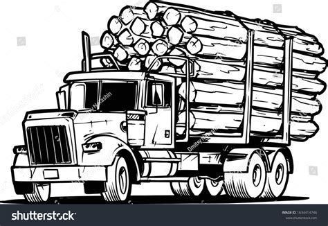 Vektor Stok Logging Truck Vector Illustration Isolated On Tanpa