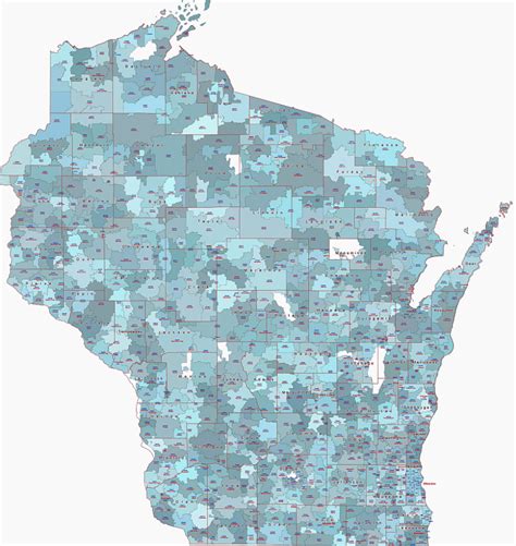 Wisconsin State 5 Digit Postal Code Lossless Scalable Aipdf Map For