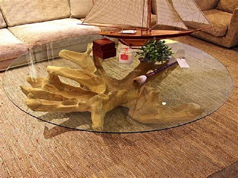 A creative way to use the space would be to get a piece of glass and have it cut with a hole right where the hole in your stump is… place it on the stump table with the hole lined up with your stumps hole…. 9 Best Collection of Tree Trunk Coffee Tables With Glass Top