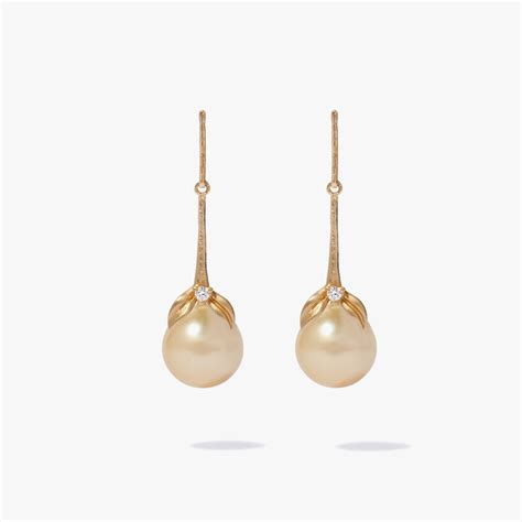 Ct Gold Tulip South Sea Pearl Earrings