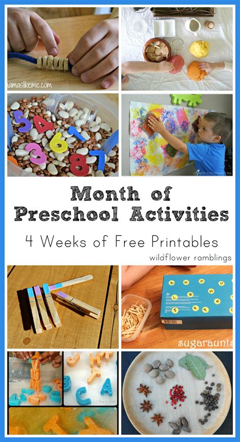 Preschool Activities Month One Printable Four Week Schedule