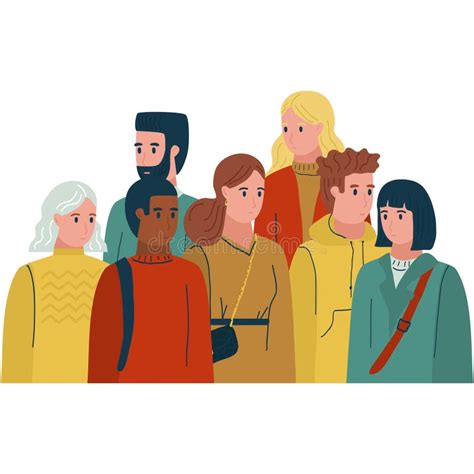 Mixed Race Diverse People Group Vector Icon Stock Illustration