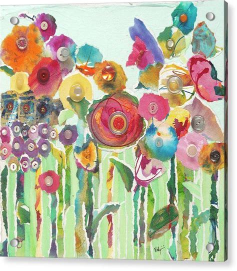 Flower Garden Acrylic Print By Mary Beth Volpini Collage Art Projects