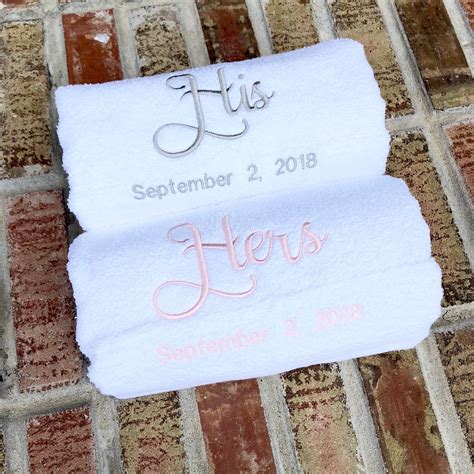 We researched the best wedding gifts at all different price points. His and Hers Embroidered Bath Towels with Wedding Date - 2 ...