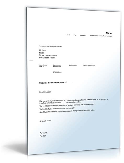 Mehr dazu enthält übersetzungen von der tu chemnitz sowie aus mr honey's business dictionary (englisch/deutsch). Mahnung (Englisch) - Musterbrief sofort zum Download