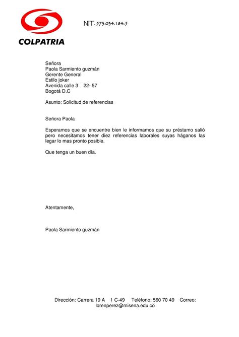 Carta De Referencias Laboral Es