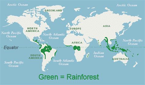 Tropical rainforests are located between 10°n and 10°s of the equator where temperatures stay near 28°c throughout the year. rainforest map | Sustainability | Pinterest