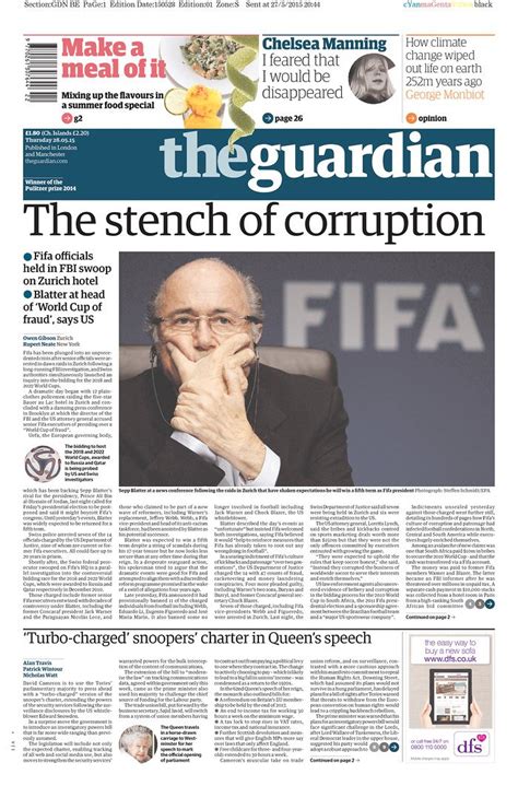 Here is a sample of digital tools, which we hope will help you enjoy the guardian & the observer digital editions: FIFA corruption newspaper front pages - Business Insider