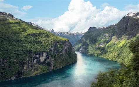 Download 3840x2400 Wallpaper Fjord Norway Mountains River Nature