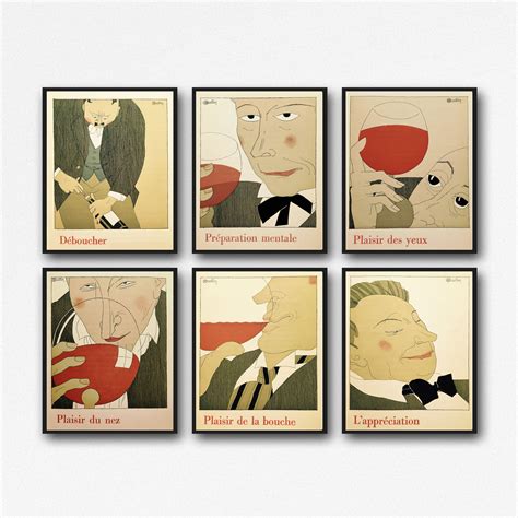 wine poster wine prints set of 6 wine posters wine t wine wall art wine decor wine art wine