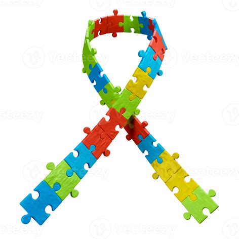 Ribbon In The Form Of A Puzzle For World Autism Awareness Day 21437105 Png