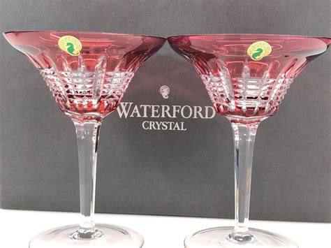 Lot Pair Waterford Crystal Simply Pink Martini Glasses