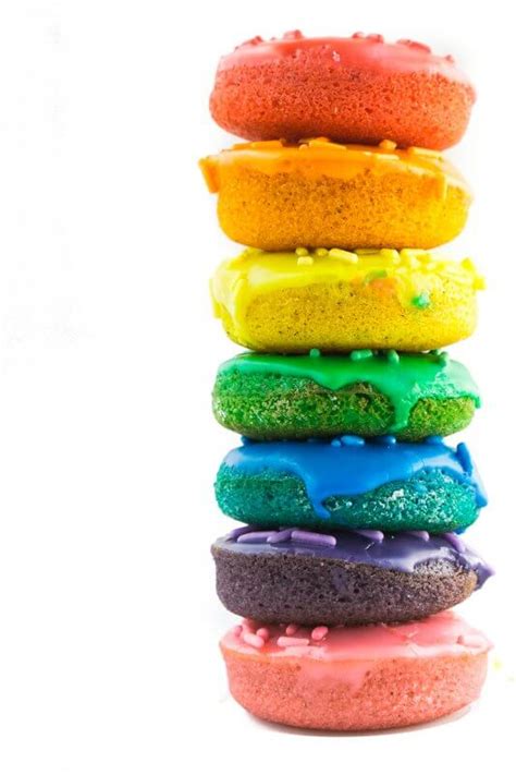A Rainbow Colored Baked Donut Recipe How To Make Rainbow Donuts
