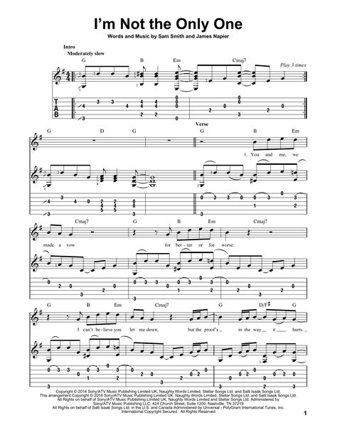 i m not the only one sam smith guitar tab sheet music