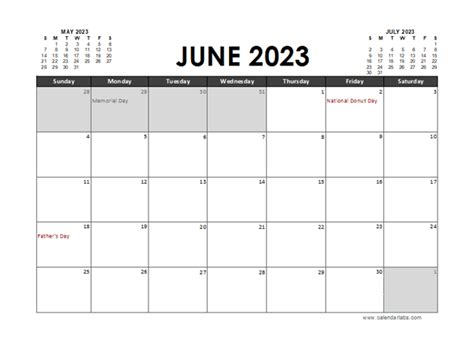 June 2023 Calendar Excel Free Printable Templates