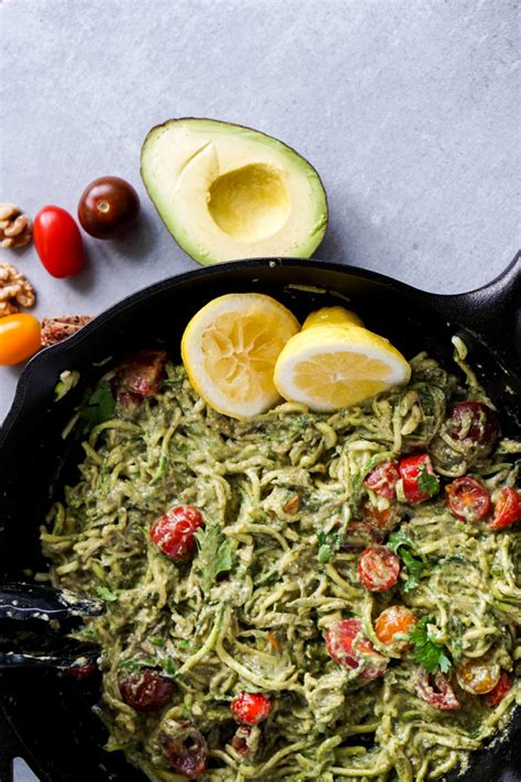 Zucchini noodles are simply zucchini that has been spiralized (cut into thin strips, forming long spiral strands). Homemade Avocado Pesto + Zucchini Noodles - Fit Freedom ...