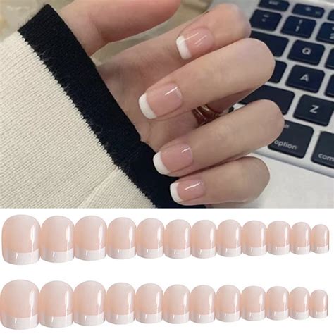 24pcs French Manicure Shortmediumlong Full Cover False Fake Nails