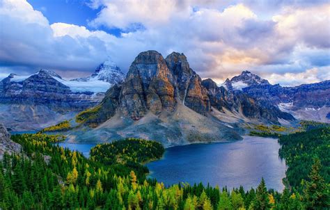 Wallpaper Autumn Mountains Canada Albert Forest Lake British