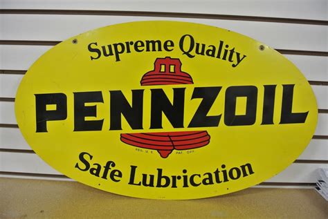 Vintage Original Pennzoil Safe Lubrication Motor Oil Tin Sign Not