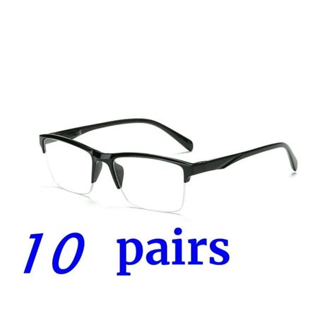 10 packs unisex fashion square half frame reading glasses spring hinge readers for men women 1