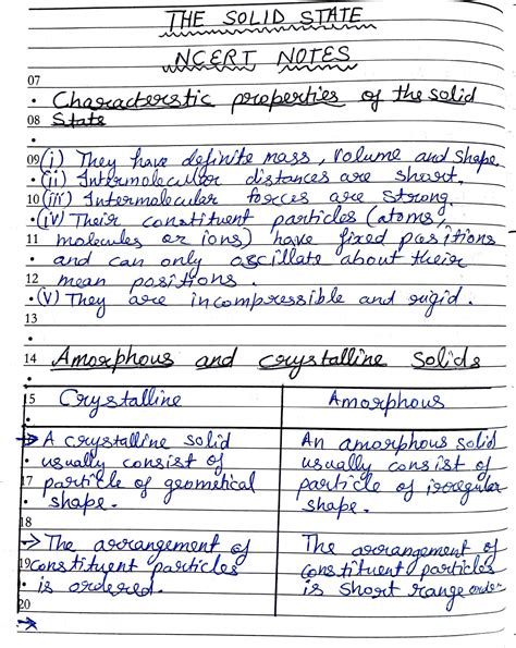 Chapter The Solid States Class Chemistry Handwritten Notes Pdf