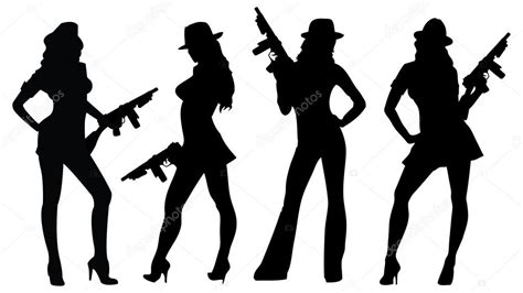 gangsters girls with guns — stock vector © scotferdon 88295740