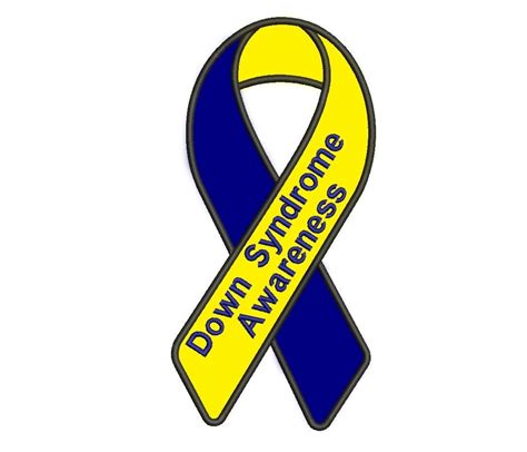 Down Syndrome Awareness Ribbon Applique Machine Embroidery gambar png