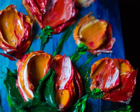 Orange Tulips 3d Impasto Live Art By Andrii Rays Flowers Etsy