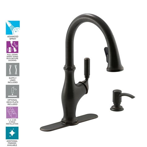 Matte black, chrome, classic stainless, oil rubbed bronze and spot resist™ stainless. KOHLER Worth Single-Handle Pull-Down Sprayer Kitchen ...