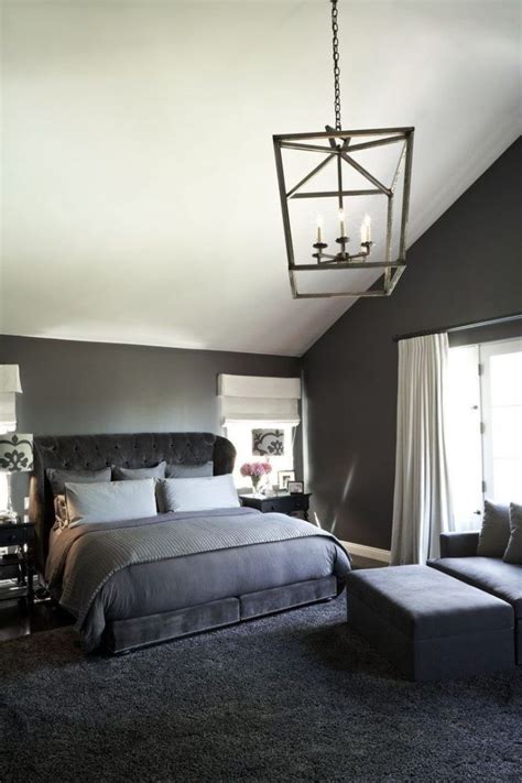 Best Charcoal Grey Bedrooms Ideas With Pendant Lighting