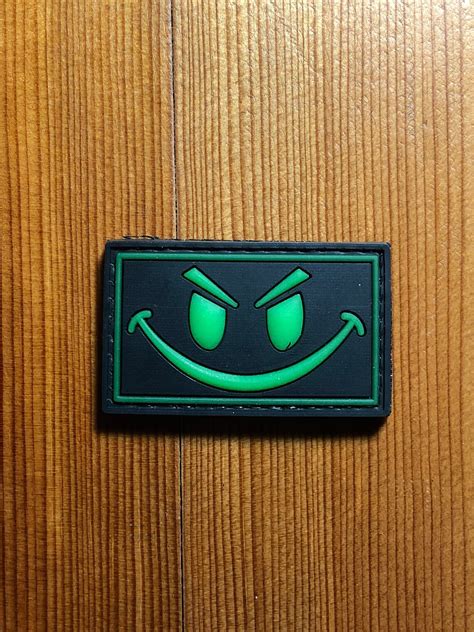 Pvc Evil Smile Glow In The Dark Patch Morale Airsoft Tactical Etsy