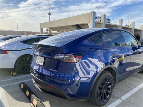 Up Close Photos Of Blue Model Y Spotted At Supercharger In California