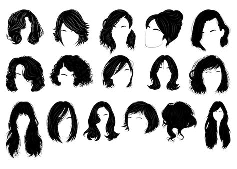 Premium Vector Set Of Hairstyles For Women Collection Of Black Silhouettes Of Hairstyles