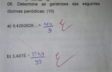 Obtenha Uma Fração Geratriz Das Dízimas Periódicas Compostas A Seguir
