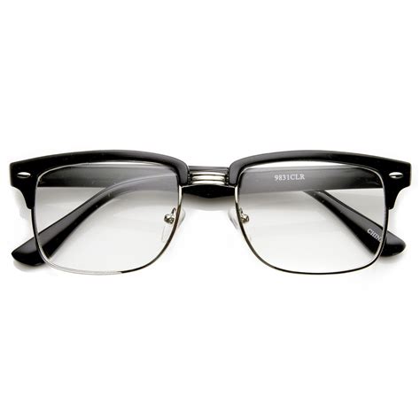 Classic Square Vintage Inspired Clear Lens Clubmaster Wayfarer Glasses