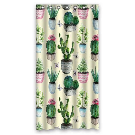 Eczjnt Watercolor Cactus Succulent Vintage Cactus Shower Curtain And