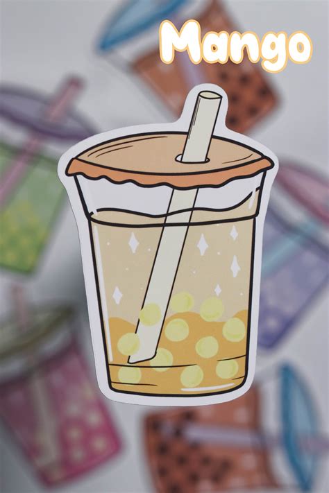 Boba Bubble Tea Stickerscute Drinks Aestheticdecoration For Etsy