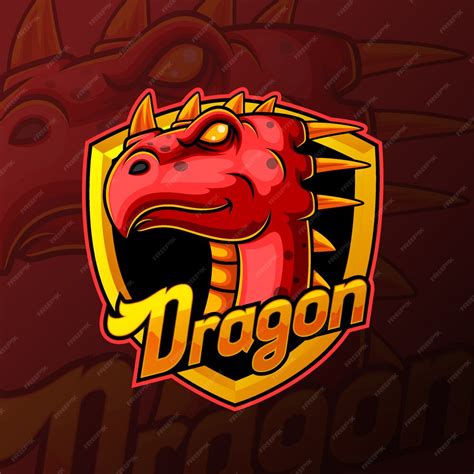 Premium Vector Red Dragon Head Mascot E Sport Logo Design