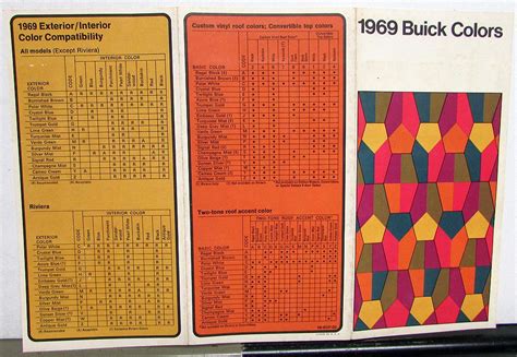 1969 Buick Colors Sales Brochure Leaflet With Paint Chips Original