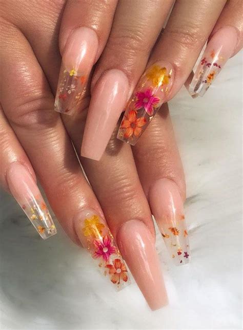 33 Gorgeous Clear Nail Designs To Inspire You Floral Nails Clear