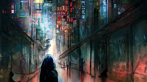 2560x1440 Anime Cyberpunk Scifi City Lights Night
