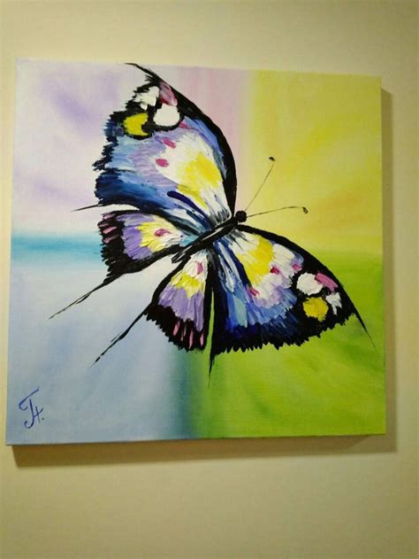 Wall Art Butterfly Original Canvas Oil Painting Wall Decor Etsy