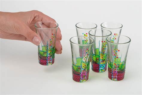 Buy Handmade Set Of Shot Glasses Unique Glassware Designer Present Kitchen Decor 2009561443