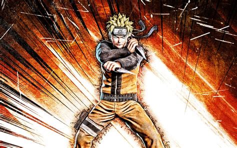 Download Wallpapers 4k Uzumaki Naruto Grunge Art Naruto Characters