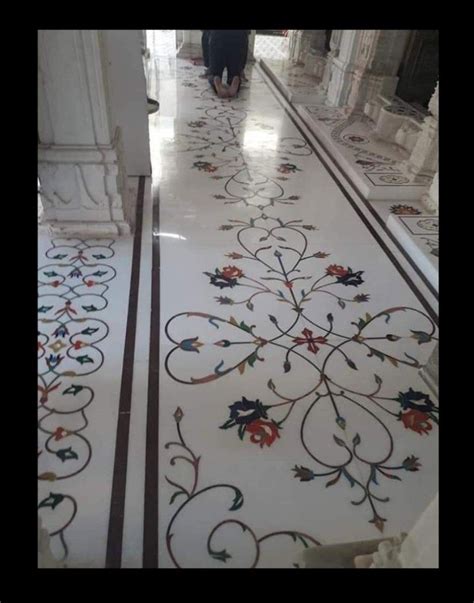 White Polished Marble Inlay Flooring Thickness 15 20 Mm At Rs 1825sq