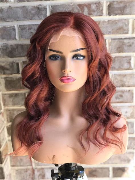 Auburn Lace Front Wig Short Wavy Lace Front Wigs Copper Red Wig For
