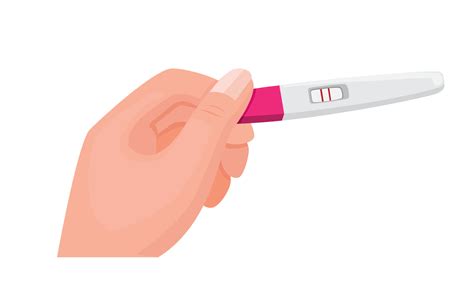 Hand Holding Pregnancy Test Pack With 2 Red Bar Result Positive In Cartoon Flat Illustration