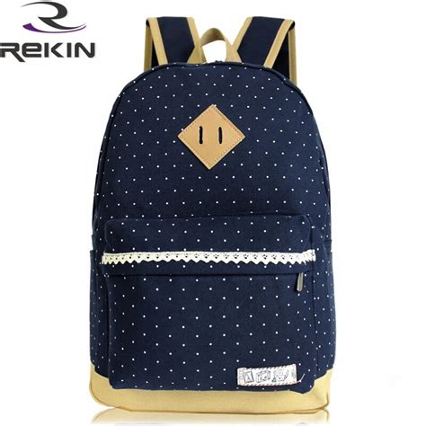 Fashion Canvas Women Backpack With Dots School Laptop Backpacks For